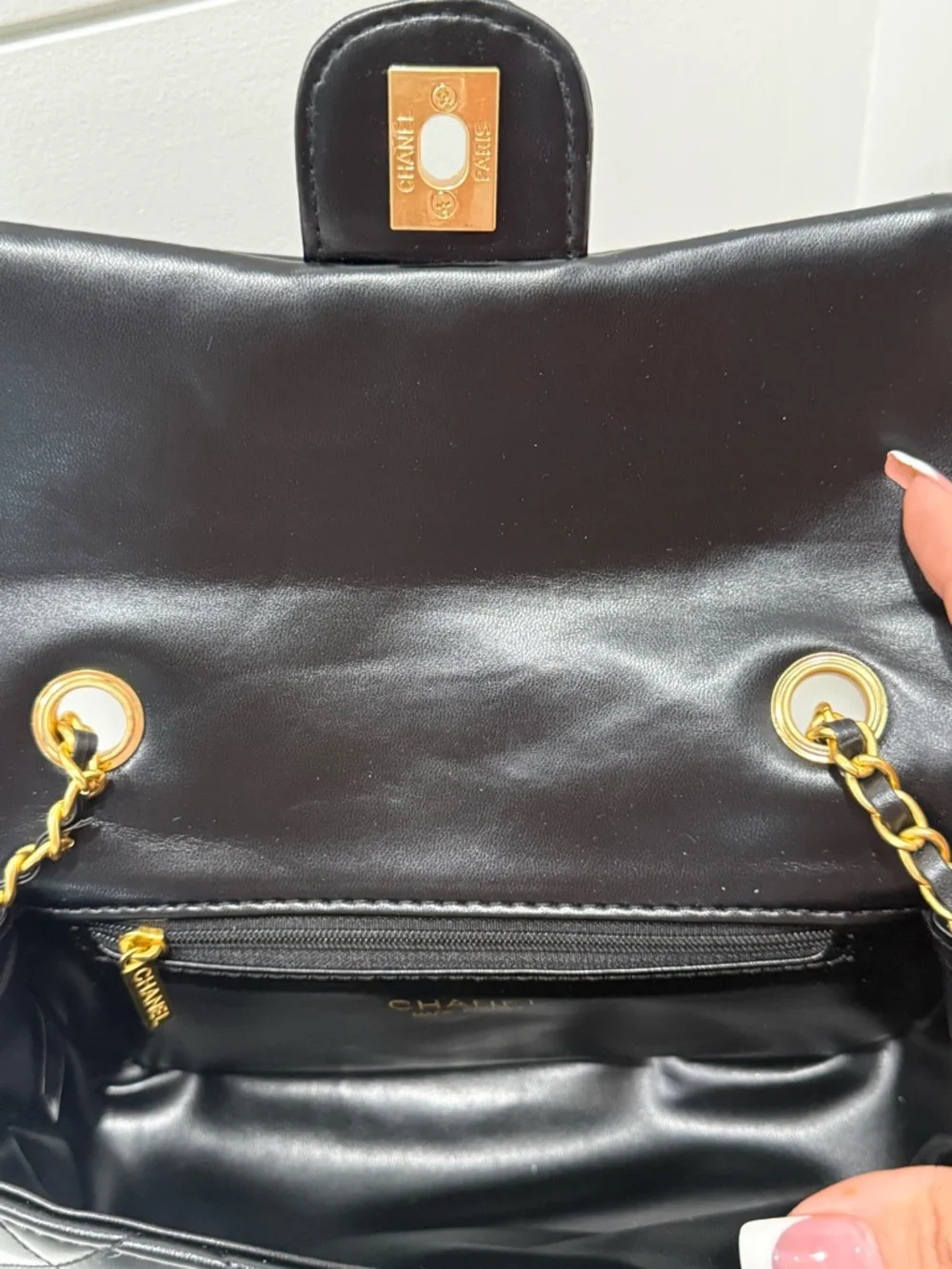Chanel Black Quilted Leather Mini Crossbody with Gold Chain and Heart Charms - Picture 6 of 8